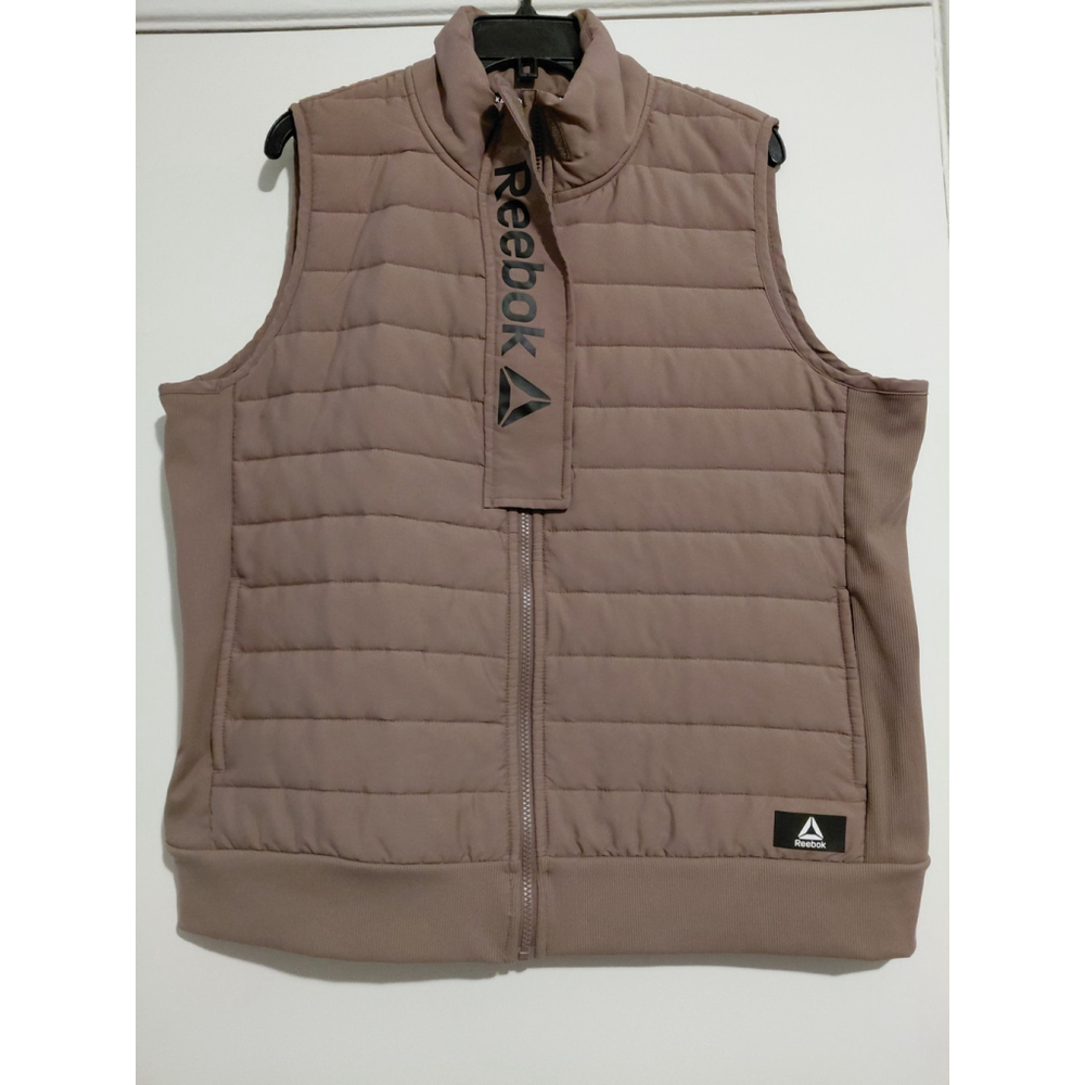 Adidas Womens XXL Tan Quilted Zip Up Puffer Vest with Pockets NWOT